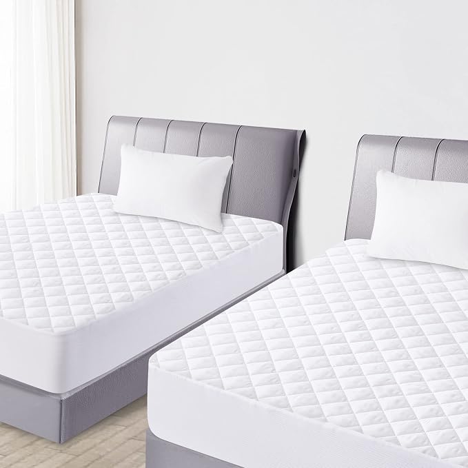 Quilted Fitted Twin XL Mattress Pad Cover, Waterproof Mattress Protector by SafeandSound