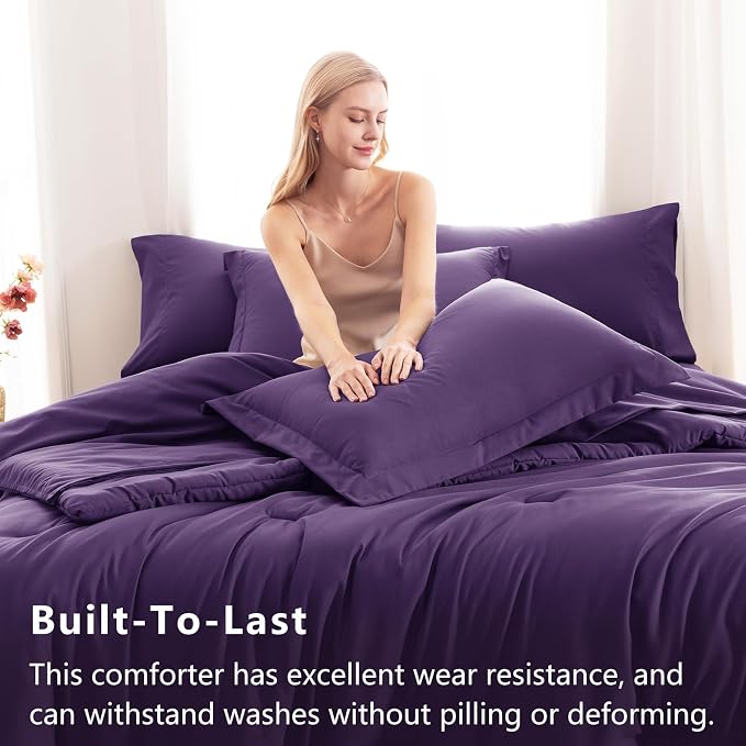 CozyLux King Size Comforter Set Purple, 7 Pieces Bed in a Bag King Comforter Set - Image 3