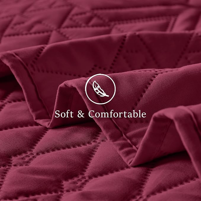 akkialla King/Cal King Quilt Set, Burgundy Lightweight Microfiber Bedspread - Image 7
