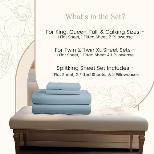 100% Egyptian Cotton Sheets Queen Size Set, 800TC 15" Deep Pocket Queen Sheets - Image 2