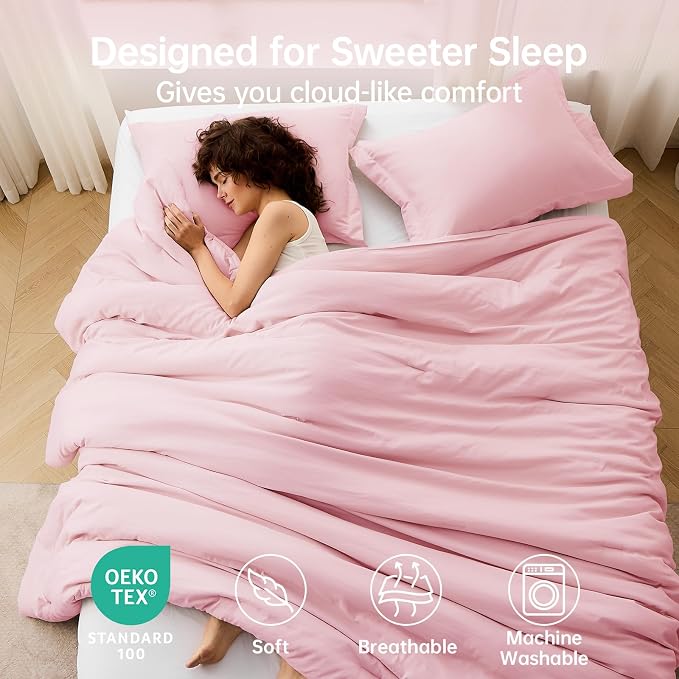 MUXHOMO Pink Full Comforter Sets, All Season Ultra Soft Down Alternative Bedding - Image 2