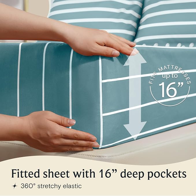 LuxClub 4 PC Cal King Size Sheet Set, Breathable Luxury Bed Sheets, Deep - Image 5