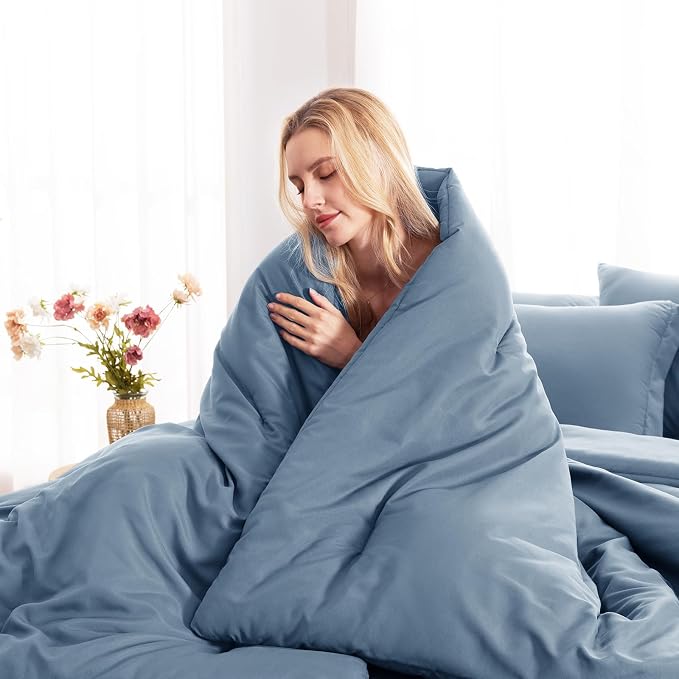 CozyLux Twin XL Comforter Set Grayish Blue, 5 Pieces Bed in a Bag Twin Extra - Image 8