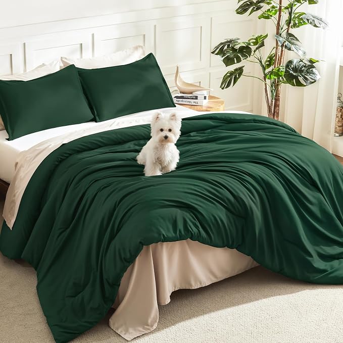 Litanika Dark Emerald Green Comforter California King Size, 3 Pieces Cal King by Litanika