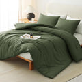 CozyLux California King Comforter Set Olive Green, 3 Pieces Cal King Solid by CozyLux