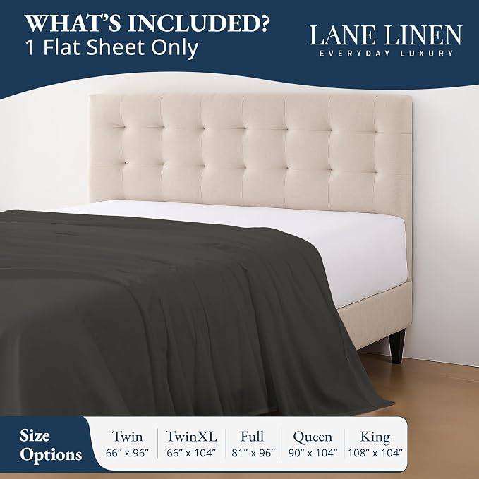 Lane Linen 100% Organic Cotton Twin Size Flat Sheet Only - Image 2