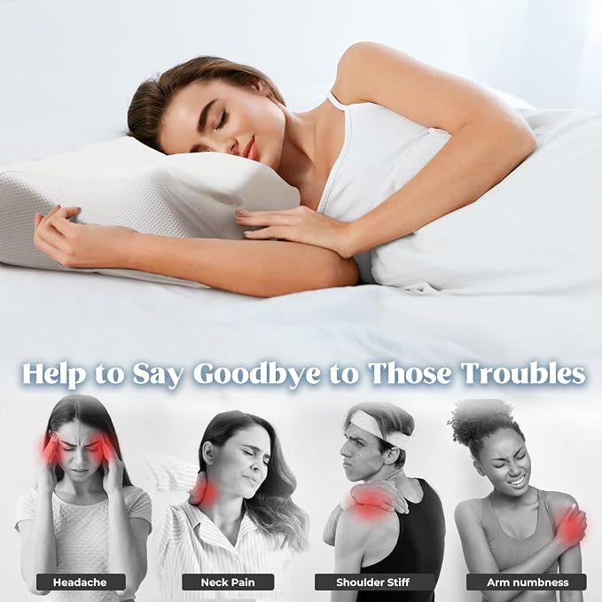 Cervical Pillow for Neck Pain Relief, Cooling Contour Memory Foam Pillows - Image 4