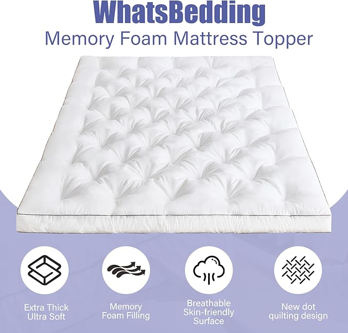 WhatsBedding 4 Inch Memory Foam Mattress Topper Twin - Image 4