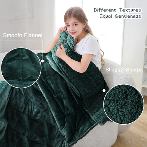 Aemicion Weighted Blanket for Adults Kids Sherpa Fleece Heavy Blanket for - Image 2