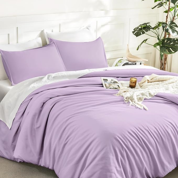 Litanika Lavender Purple Comforter King Size, 3 Pieces Lightweight Solid - Image 5