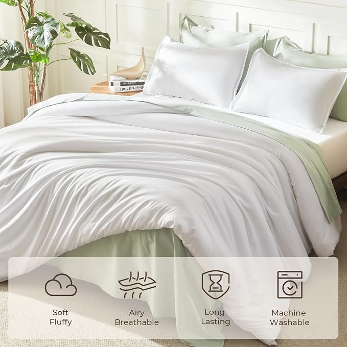 Litanika White Twin/Twin XL Comforter Set, 2 Pieces Lightweight Solid Bedding - Image 3
