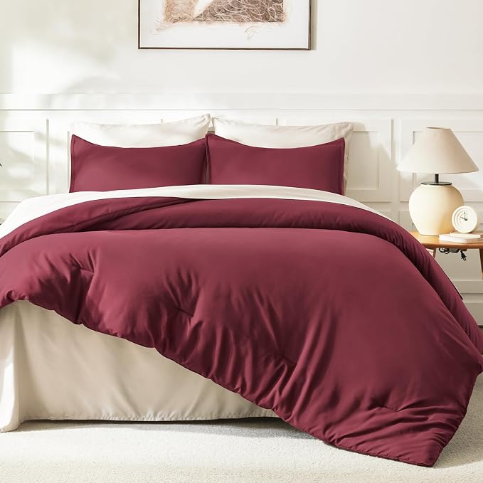 Litanika Burgundy Red Comforter Set Twin/Twin XL Size, 2 Pieces Lightweight - Image 6