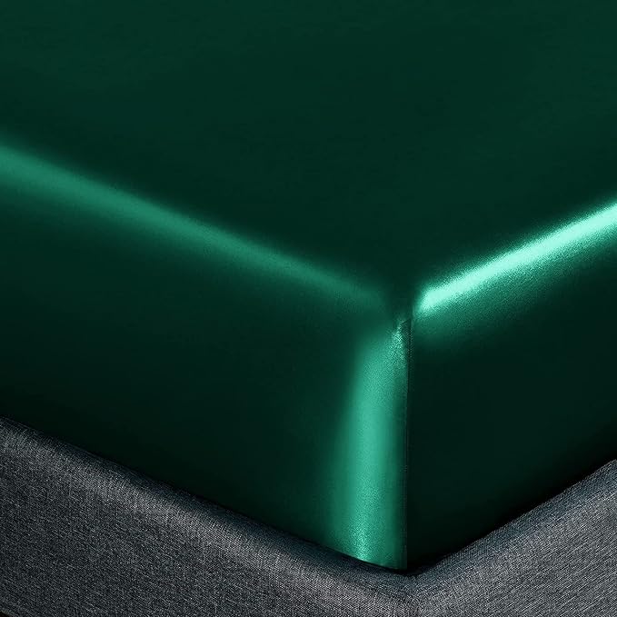 Homiest Blackish Green Satin Fitted Sheet - Image 3