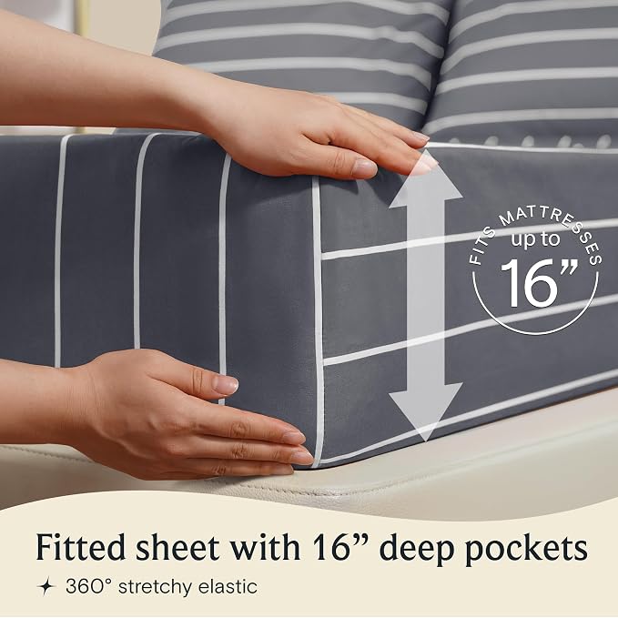 LuxClub 4 PC Cal King Size Sheet Set Bed Sheets, Breathable Luxury, Deep - Image 5