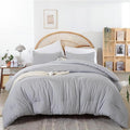 weigelia Full Size Comforter Modern Light Grey 3PCS Microfiber Bed Comforter by WEIGELIA