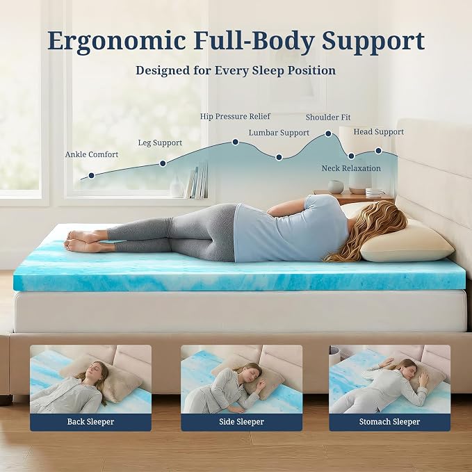 IULULU Twin XL Size Mattress Topper, 4 Inch Gel Memory Foam Topper, Plush - Image 3