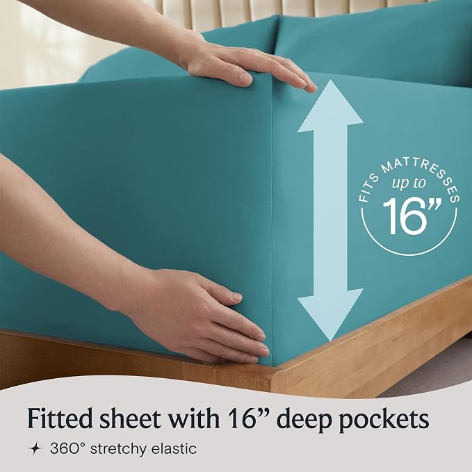 LuxClub 5 PC Split King Sheet Set, Breathable Luxury Bed Sheets, Deep Pockets - Image 6