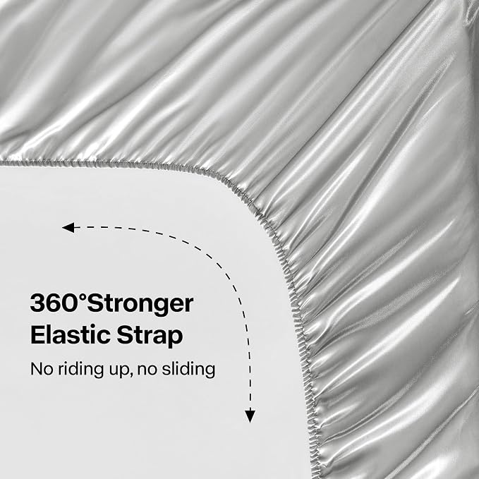 BEDELITE Satin Sheets Twin Size Bed Set, Luxury Soft Grey Silky Sheets - Image 4