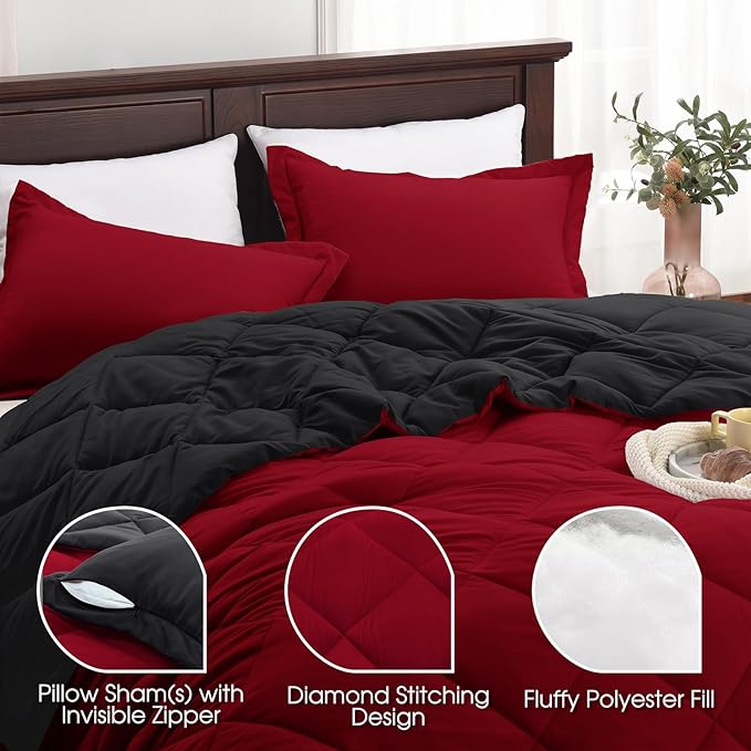 Basic Beyond Queen Comforter Set, Reversible Bed Comforter Queen Bed Set - Image 4