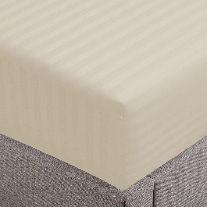 Feather & Stitch 1 Piece Fitted Sheet King Size, 100% Cotton Damask Sateen Weave by FEATHERSTITCHNEWYORK
