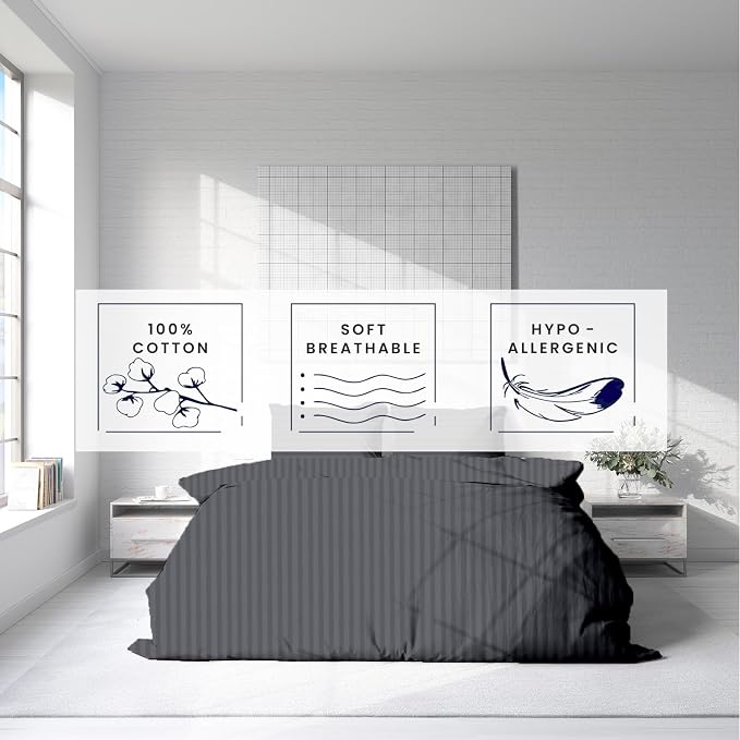Kotton Culture 120"x98" 3 Pc Oversized King Duvet Cover Set 100% Egyptian Cotton - Image 6