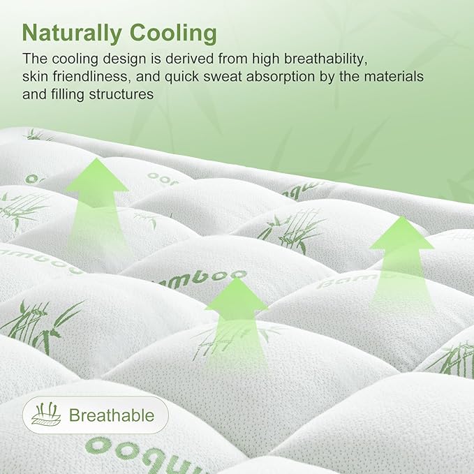 Twin Size Mattress Topper Viscose Derived from Bamboo, Soft Thick Pillow Top - Image 3