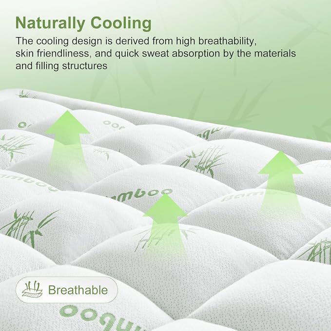 Queen Size Mattress Topper Viscose Derived from Bamboo, Soft Thick Pillow Top - Image 3