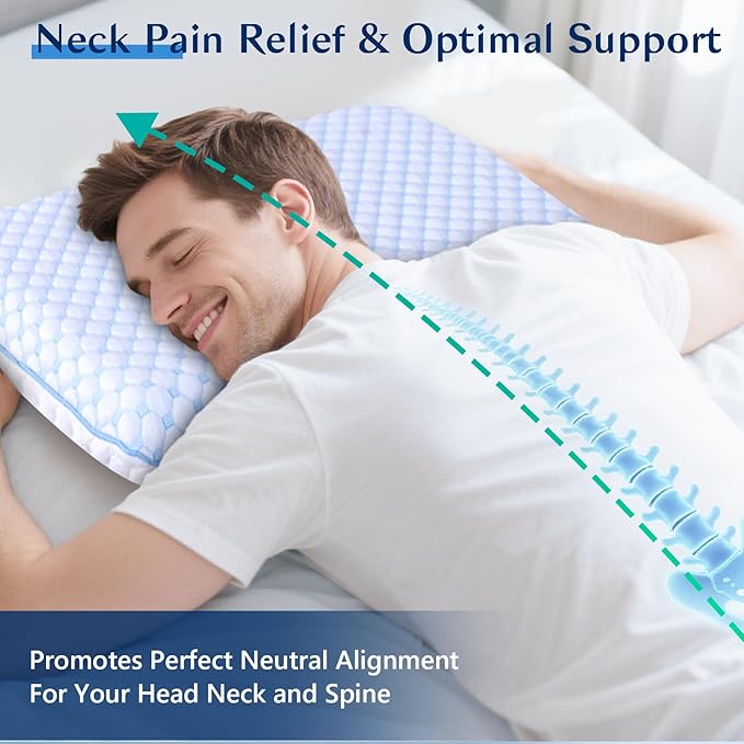 Stomach Sleeping Pillow for Shoulder and Neck Pain Relief, Thin Pillow for - Image 2