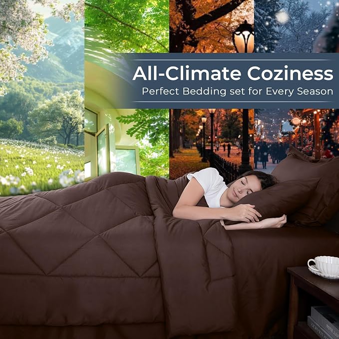 HEVUMYI Brown Twin-XL Comforter Set - Image 3