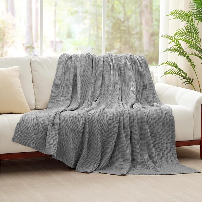100% Cotton Muslin Blanket Large 50" x 70", 6 Layers Breathable and Lightweight - Image 8