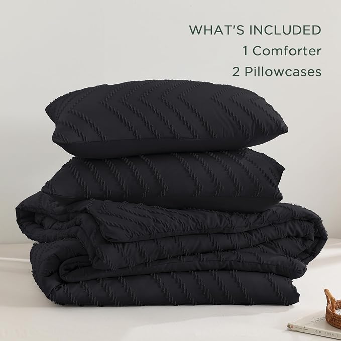 Andency Black California King Comforter Set, Boho Cal King Soft Warm Tufted - Image 6