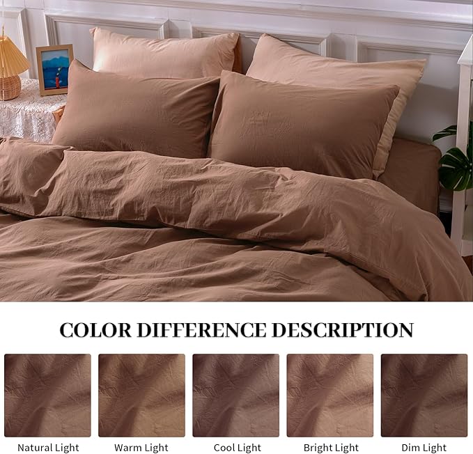 NEXHOME PRO Duvet Cover Set 100% Washed Cotton Oversized Queen 98"x98" - Image 3