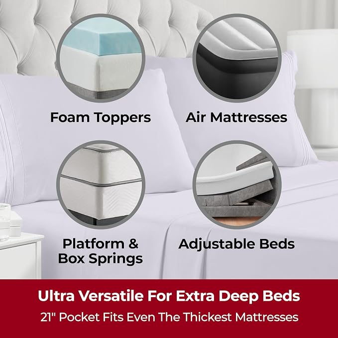 Mellanni Extra Deep Split King Sheets - Image 2