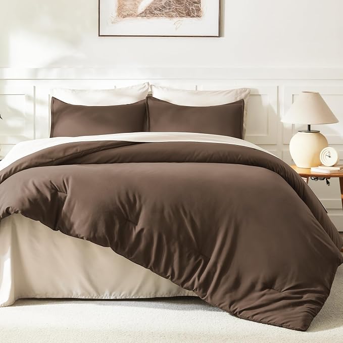 Litanika Brown Comforter Set Twin/Twin XL Size, 2 Pieces Lightweight Solid - Image 6