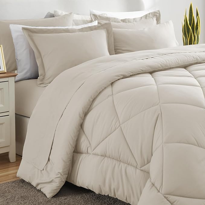 CozyLux Full Size Comforter Sets Beige - Image 4