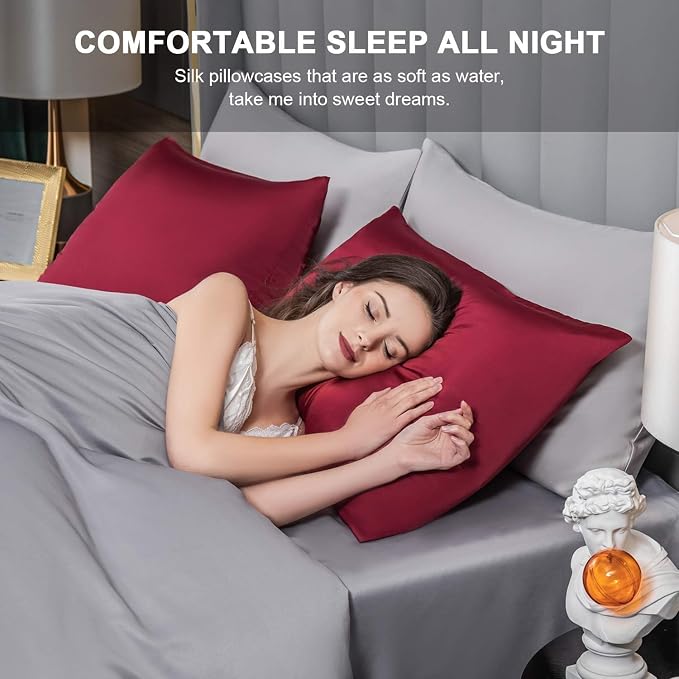 Mulberry Silk Pillowcase for Hair and Skin, Cooling Silk Pillow Case - Image 4