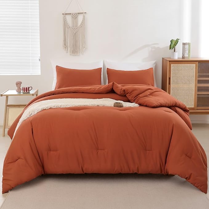 ROSGONIA Oversized King Comforter Burnt Orange - Image 3