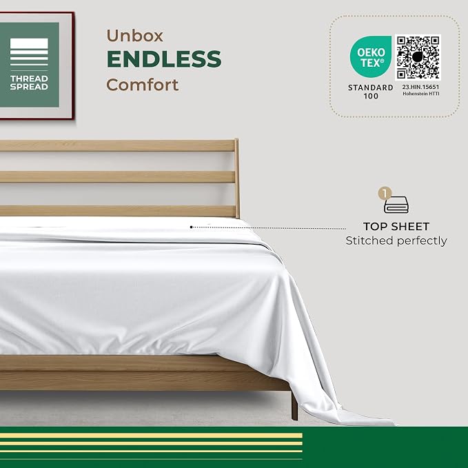 THREAD SPREAD 100% Organic Cotton Percale Flat Sheet Full Size - Image 3