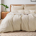 NEXHOME PRO 100% Washed Cotton Duvet Cover Super King 108"x98" Linen Look by NEXHOMEPRO