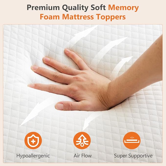 DUMOS 2 Inch Gel Memory Foam Mattress Topper Full Size, Cooling Breathable - Image 5