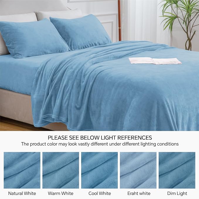 BEDELITE Flannel Sheets Queen Size Forever Blue - Image 9