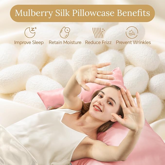 INFIIXSO Silk Pillow Cases 2 Pack Standard Size, Ultra Smooth & Soft Mulberry - Image 2