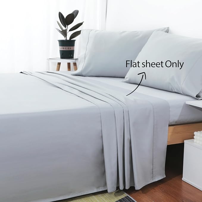 Cotton Twin Flat Sheet Only, 600 Thread Count 100% Egyptian Cotton Top Sheet - Image 2
