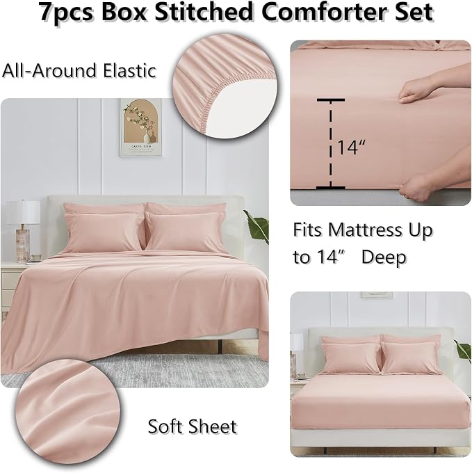 CozyLux King Size Comforter Set Blush Pink - Image 6
