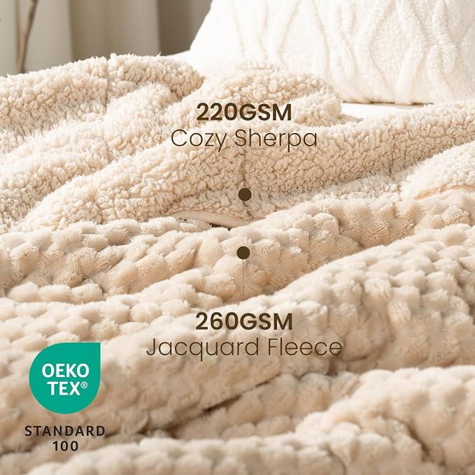 Drewin 20lbs Weighted Blanket Queen Size, Double-Sided Cozy Fluffy Jacquard - Image 2