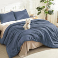 Litanika Comforters Bluish Grey King Size, 3 Pieces Lightweight Solid Bedding by Litanika
