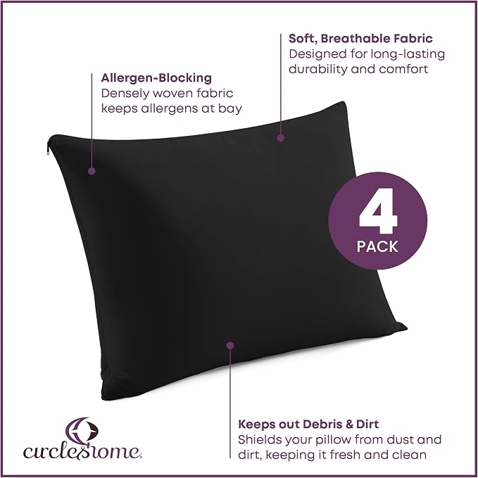 CirclesHome Pillow Protectors 4 Pack King Zippered - Image 2