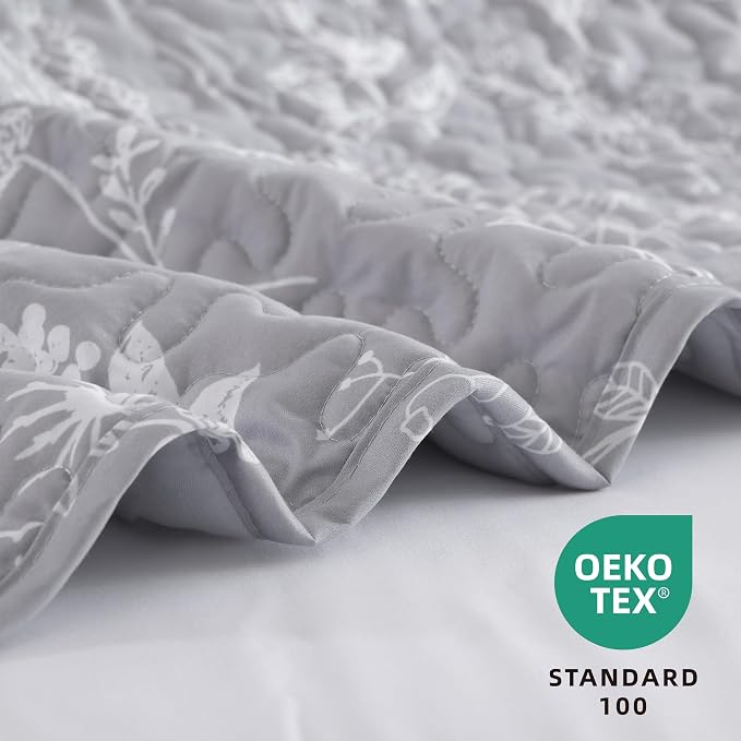 JANZAA Quilts Queen Size Bed Spread Botanical 3 Pieces Quilts Queen Size Sets - Image 2