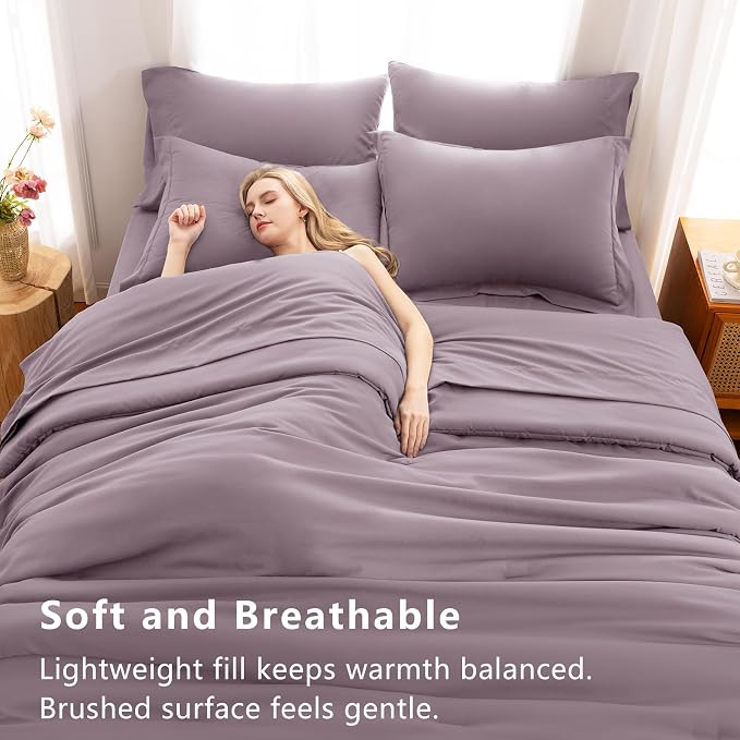 CozyLux Twin XL Comforter Set Dusty Purple, 5 Pieces Bed in a Bag Twin Extra - Image 5