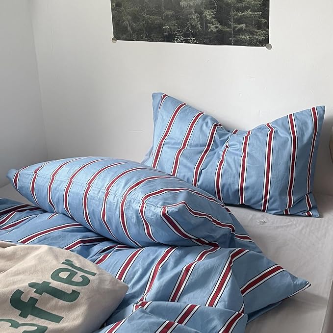 mixinni Vintage Striped Blue Duvet Cover King - Image 4